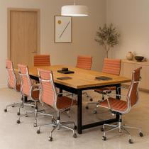 Mesa De Escritório Industrial Estrutura de Ferro 190Cm Sala de Reunião Grande