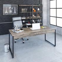 Mesa de Escritório Industrial Kuadra 180 cm - Carvalho Dark/Preto