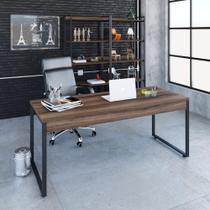Mesa de Escritório Industrial Kuadra 180 cm - Nogal/Preto