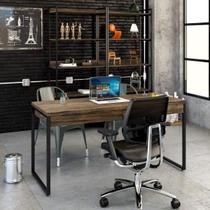 Mesa de Escritório Industrial Kuadra 2 Gavetas 150 cm - Carvalho Dark/Preto Mesa de Escritório Industrial Kuadra 2 Gavetas 150 cm - Carvalho Dark/Preto