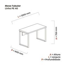 Mesa de Escritório Madeira 1200x600x750mm M1200PE40TUB 120cm Industrial Nogueira Casablanca e Preto Bege Mesa de Escritório Madeira 1200x600x750mm M1200PE40TUB 120cm Industrial Nogueira Casablanca e Preto Bege