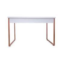 Mesa de Escritório Office Estilo Industrial Branco com pés cobre