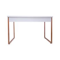 Mesa de Escritório Office Estilo Industrial Inspire 120 cm larg Branco com cobre.