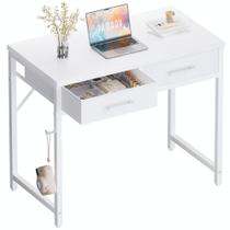 Mesa de Escritório Pamray 80x40x78 cm com 2 Gavetas de Tecido Branca Mesa de Escritório Pamray 80x40x78 cm com 2 Gavetas de Tecido Branca
