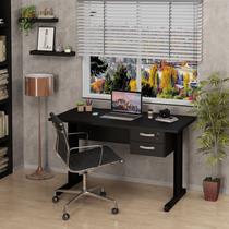Mesa de Escritório Pé Metálico com Gaveteiro 120cm Preto
