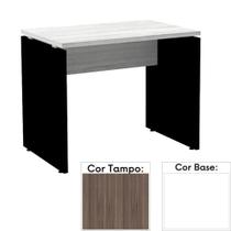 Mesa de Escritório Pé Painel PE25 em MDP 150 x 60 cm Cor Walnut e Base Branca