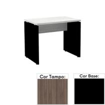 Mesa de Escritório Pé Painel PE25 em MDP 90 x 45 cm Cor Walnut e Base Preta