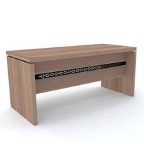 Mesa de Escritório Pé Painel PE50 em MDP 180 x 70 cm Cor Noce Naturalle detalhe Preto