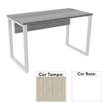 Mesa de Escritório Pé Tubular PE25 em MDP 134 x 60 cm Cor Nogueira CasaBlanca e Base Branca