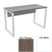 Mesa de Escritório Pé Tubular PE25 em MDP 134 x 60 cm Cor Walnut e Base Branca