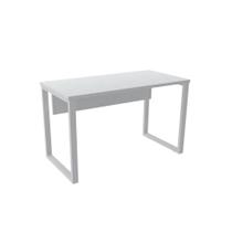 Mesa de Escritório Pé Tubular PE25 em MDP 150 x 70 cm Branca com Base Branca Mesa de Escritório Pé Tubular PE25 em MDP 150 x 70 cm Branca com Base Branca