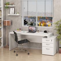 Mesa de Escritório Pedestal 3 Gavetas 190cm Branco Mesa de Escritório Pedestal 3 Gavetas 190cm Branco