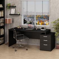 Mesa de Escritório Pedestal 3 Gavetas 190cm Preto