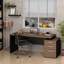 Mesa de Escritório Pedestal Retangular em Office 3 Gavetas 190cm Nogal Mesa de Escritório Pedestal Retangular em Office 3 Gavetas 190cm Nogal