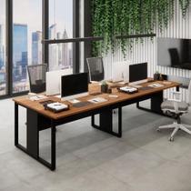 Mesa de Escritório Plataforma 3,0m 4 Pessoas NG Pés Metal F5