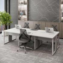 Mesa de Escritório Plataforma 6 Pessoas 2,70m CZ Pés Metal