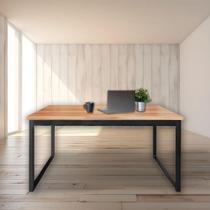Mesa de Escritório Retangular Office Industrial sem Gavetas MDF e Ferro 150CM canela-preto Mesa de Escritório Retangular Office Industrial sem Gavetas MDF e Ferro 150CM canela-preto