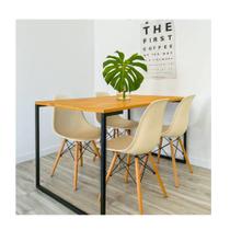 Mesa de Estilo Industrial P/ Sala de Jantar Madeira Maciça Pinus