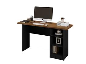 Mesa De Estudo Alto Padrão Nevada Canela/Preto Com Prateleiras