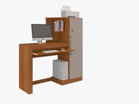 Mesa de estudo aroeira com armário e uma porta com chave