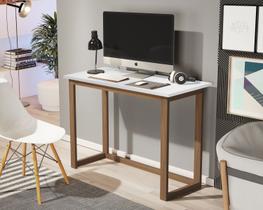 mesa de estudo branco para quarto pequeno pés de madeira