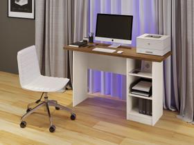 Mesa de Estudo Nevada Canela/OffWhite com Nichos Porta Livros/Objetos de Decoração e Pessoal