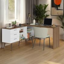 Mesa de Estudos em L 3 Gavetas Branco/Rustic Lisboa Madesa Mesa de Estudos em L 3 Gavetas Branco/Rustic Lisboa Madesa