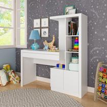 Mesa de Estudos Infantil 122,5x138x46, Lucca 1 Gaveta 122,5cm Branco