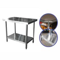 Mesa De Inox Industrial Para Açougue Com Prateleira 1 Metro Sebem