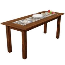 Mesa De Jantar 04 Lugares Retangular 120 Cm Madeira Maciça Rústica Cerâmica W02 Imbuia - Lyam Decor