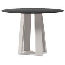 Mesa De Jantar 100x100 Cm Isabela Com Vidro Off White Preto New Ceval