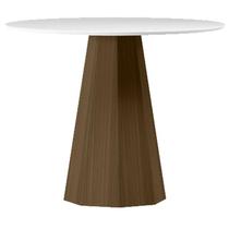 Mesa de Jantar 100x100 cm Isis com Vidro Imbuia Off White New Ceval