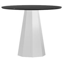 Mesa de Jantar 100x100 cm Isis com Vidro Off White Preto New Ceval