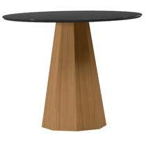 Mesa de Jantar 100x100 cm Isis com Vidro Ype Preto New Ceval