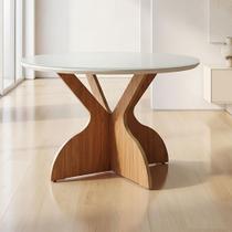 Mesa de Jantar 1,15m Redonda com Tampo de Vidro 4 Lugares Dalla Costa 100% MDF