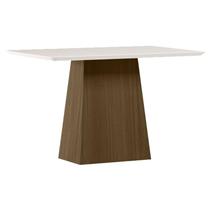 Mesa de Jantar 120 cm Barbara com Vidro Imbuia Off White New Ceval