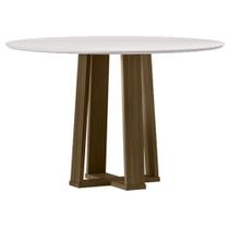 Mesa De Jantar 120 Cm Isabela Com Vidro Imbuia Off White - New Ceval