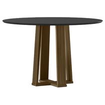 Mesa de Jantar 120 cm Isabela com Vidro Imbuia Preto New Ceval