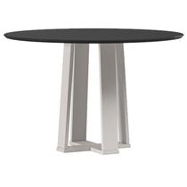 Mesa de Jantar 120 cm Isabela com Vidro Off White Preto New Ceval