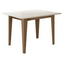 Mesa de Jantar 120cm Kate Carvalho Off White Tampo com Vidro Poliman