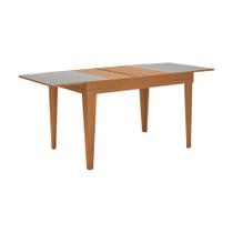 Mesa de Jantar 1,20m Extensível 1,80m Gênova em Madeira Maciça Mel Tampo em Vidro Off White Mesa de Jantar 1,20m Extensível 1,80m Gênova em Madeira Maciça Mel Tampo em Vidro Off White