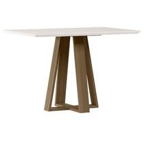 Mesa de Jantar 120x80 cm Lectus com Vidro Amêndoa Off White New Ceval