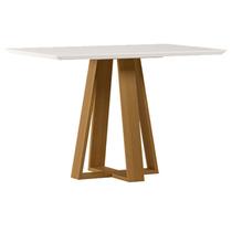 Mesa de Jantar 120x80 cm Lectus com Vidro Ype Off White New Ceval