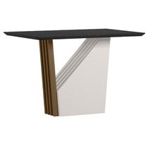 Mesa de Jantar 120x80 cm Veneza com Vidro Imbuia Preto New Ceval