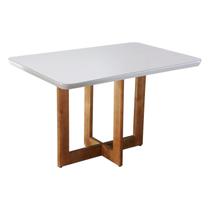 Mesa de Jantar 120x80cm Tampo Madeira/Vidro Vitoria Marrom/Imbuia/Laca Offwhite Mesa de Jantar 120x80cm Tampo Madeira/Vidro Vitoria Marrom/Imbuia/Laca Offwhite