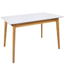 Mesa de Jantar 120x80cm Tampo MDF Laca Dallas Branco/Nozes Mesa de Jantar 120x80cm Tampo MDF Laca Dallas Branco/Nozes