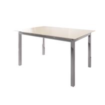 Mesa de Jantar 120x80cm Tampo Vidro Dubai Cromado/Off White