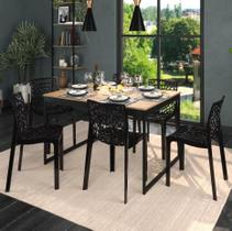 Mesa De Jantar 120x90 + 6 Cadeiras Lamina Com Preto Estilo Industrial Cozinhas E Salas De Jantar Compactas Com Toque Retrô