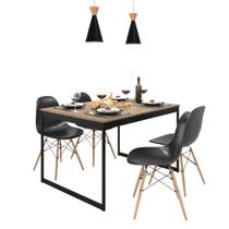Mesa De Jantar 120x90 Tolix Magno + 4 Cadeiras Eames Preto