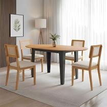 Mesa de Jantar 1,22m a 1,59m Extensível com 4 Cadeiras c/ Assento Estofado 100% MDF Mesa de Jantar 1,22m a 1,59m Extensível com 4 Cadeiras c/ Assento Estofado 100% MDF